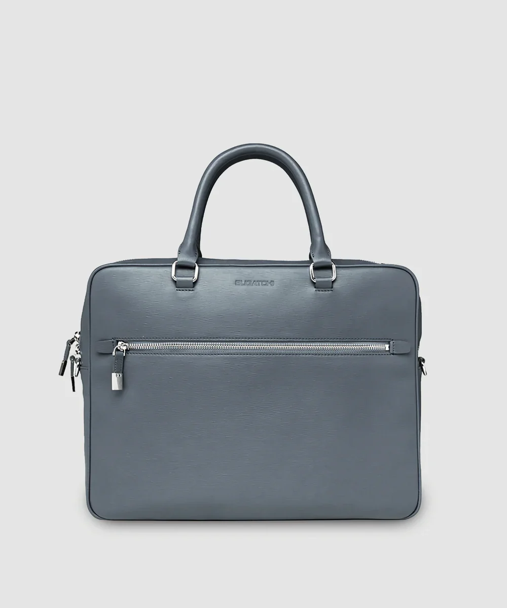 Wood Grained Semi Embossed Leather Briefcase
