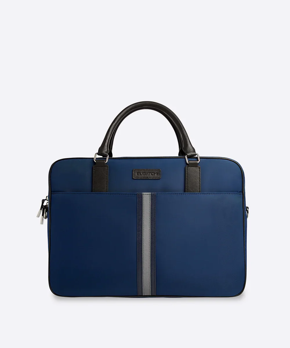 Nylon Briefcase with Leather Trim