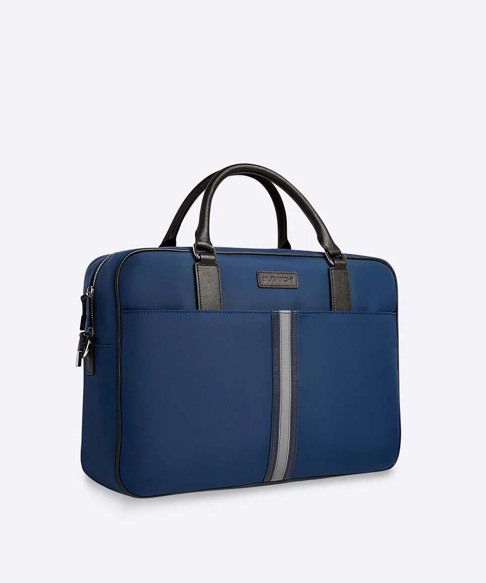 Nylon Briefcase with Leather Trim - Image 3