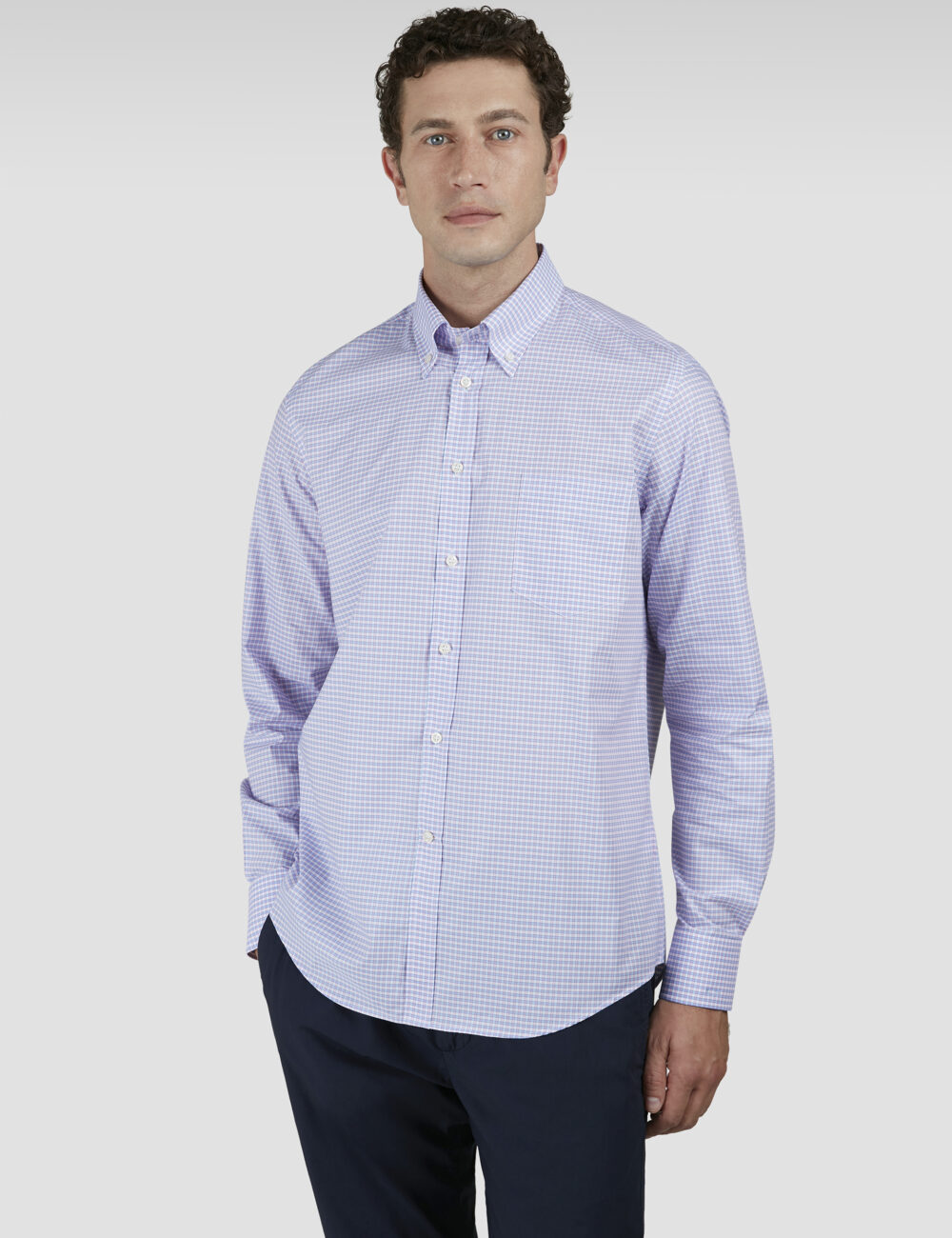 Cotton shirt with check pattern - Image 3
