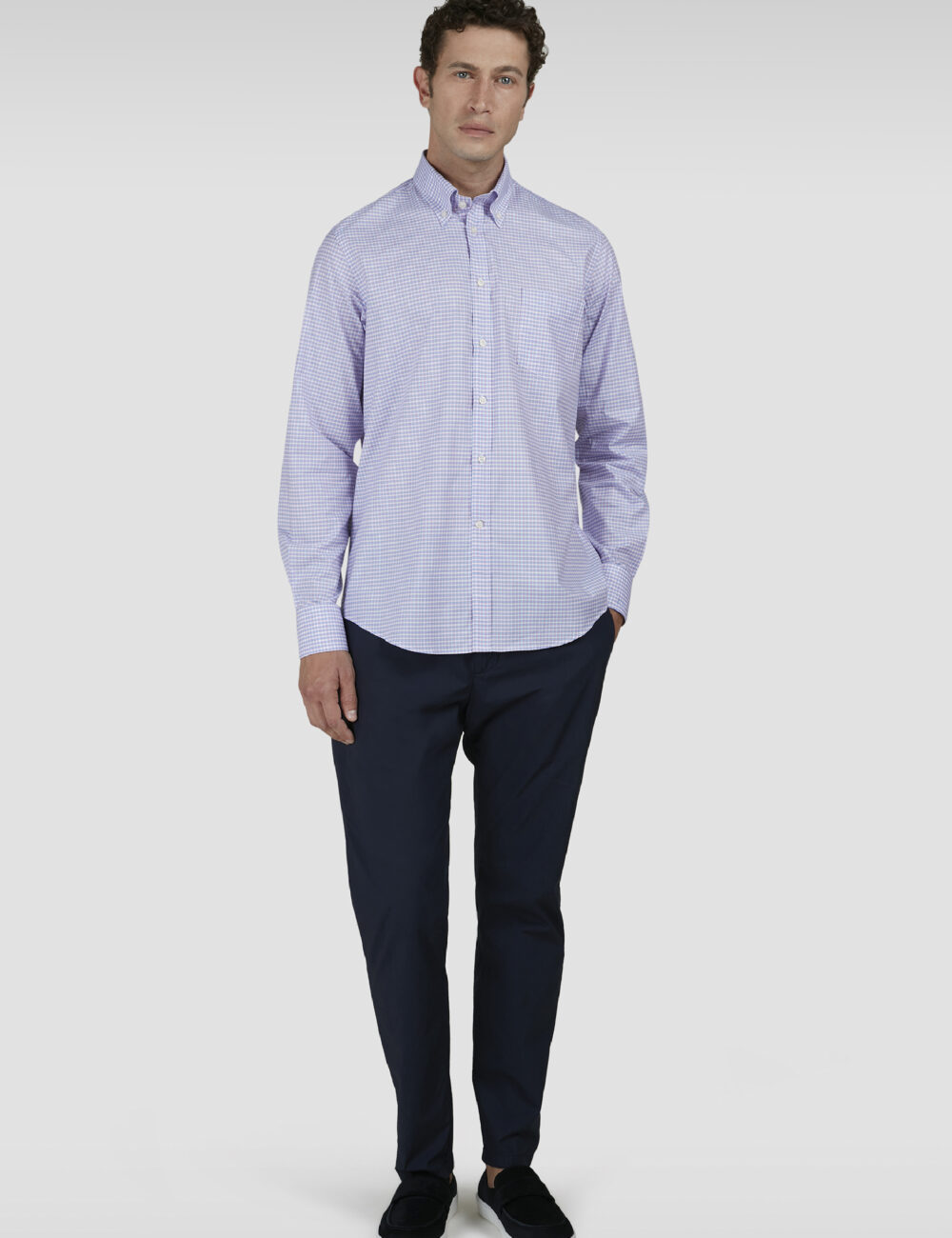 Cotton shirt with check pattern - Image 2