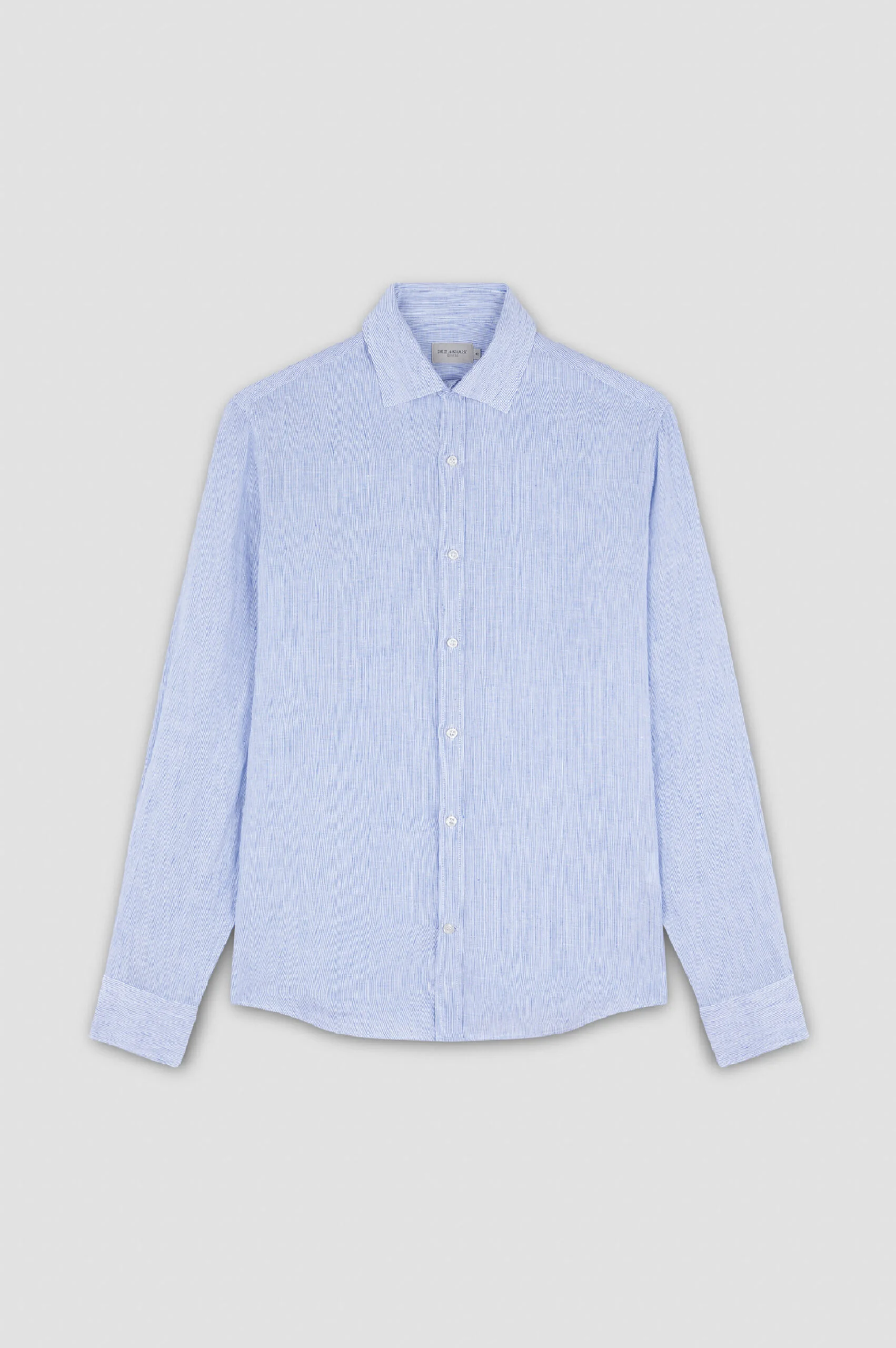Linen seersucker shirt with French collar