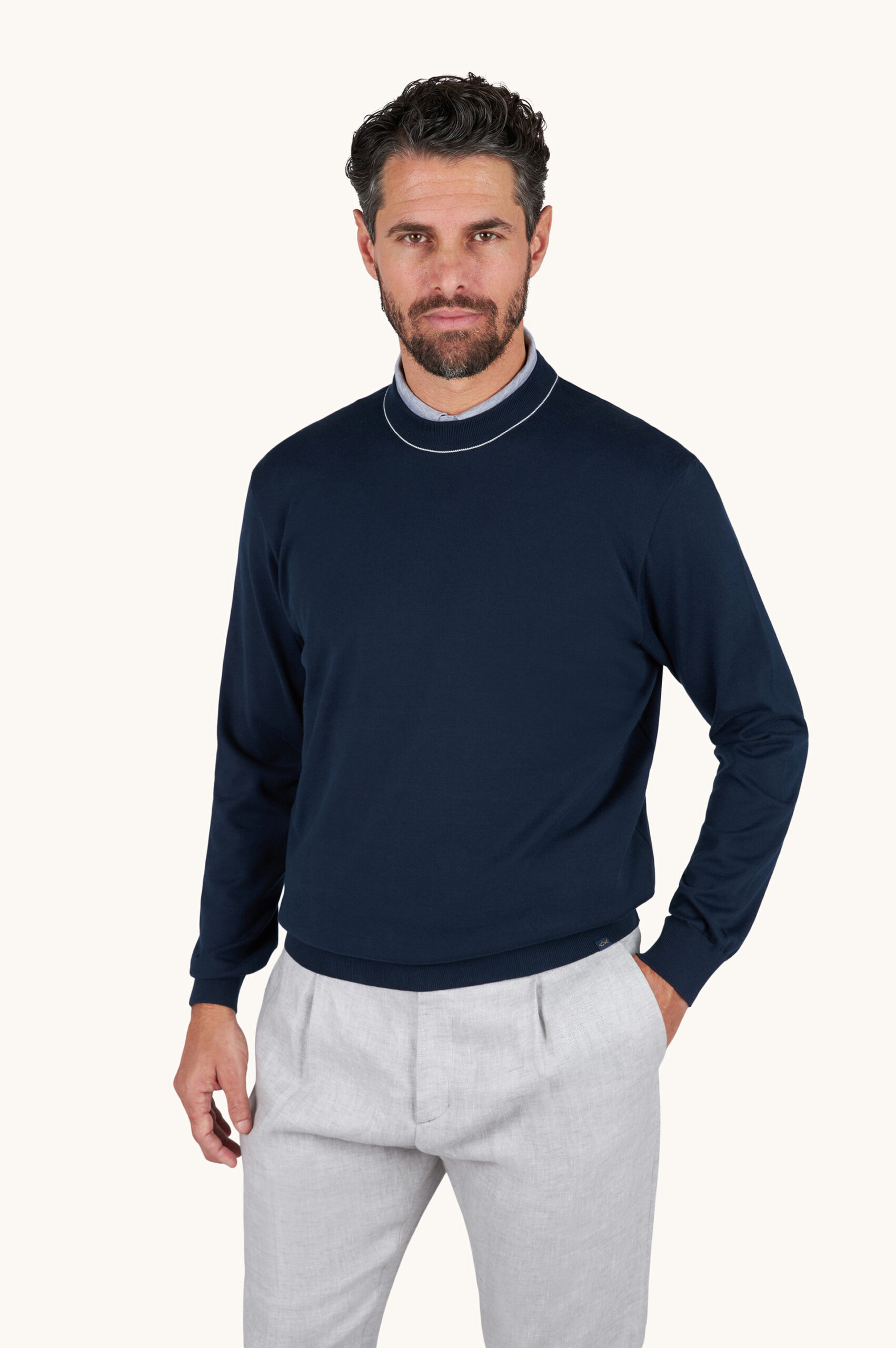 Crew‑neck sweater in Piuma cotton