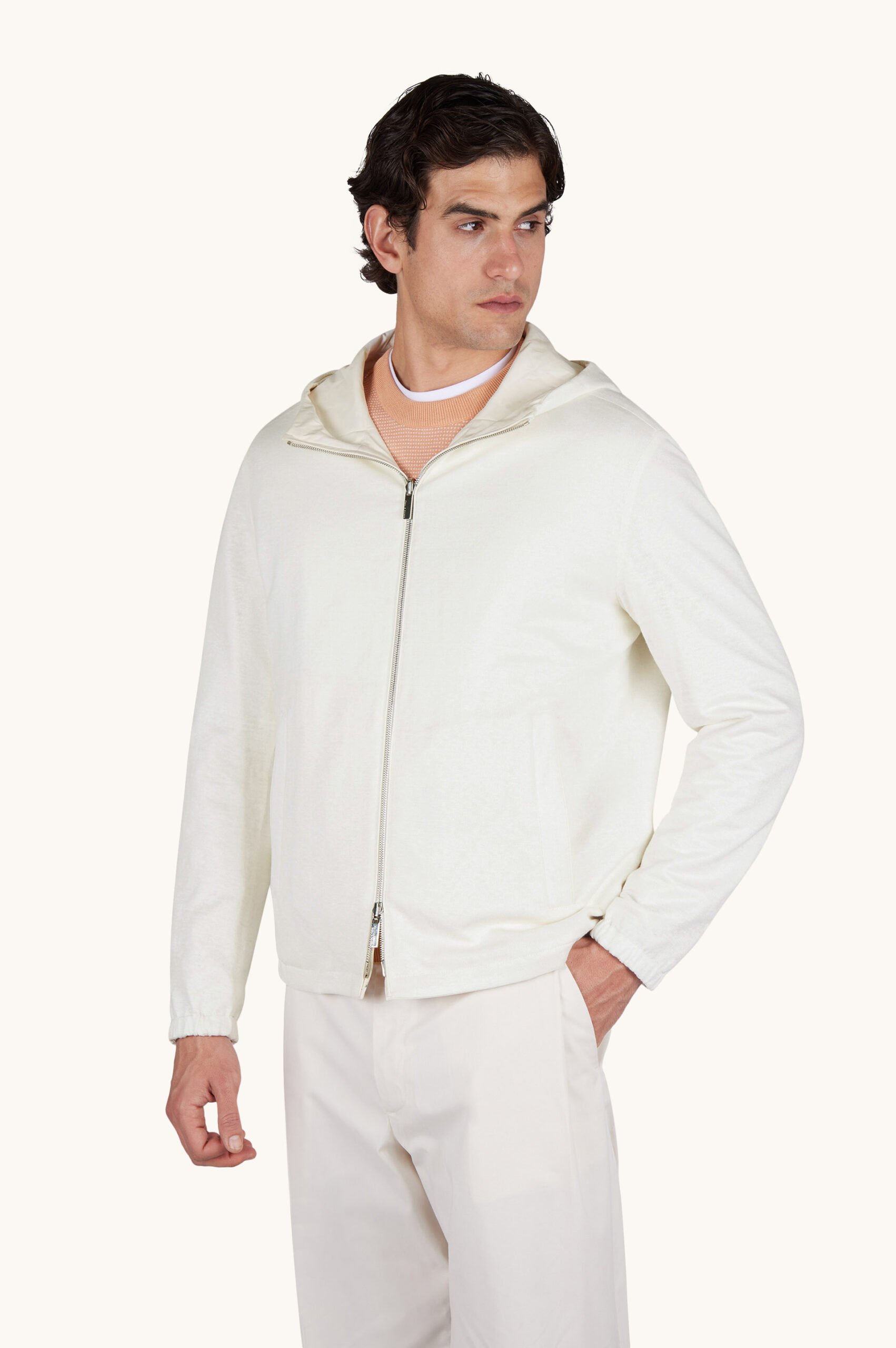 Reversible windbreaker in linen jersey and Typhoon® Platinum