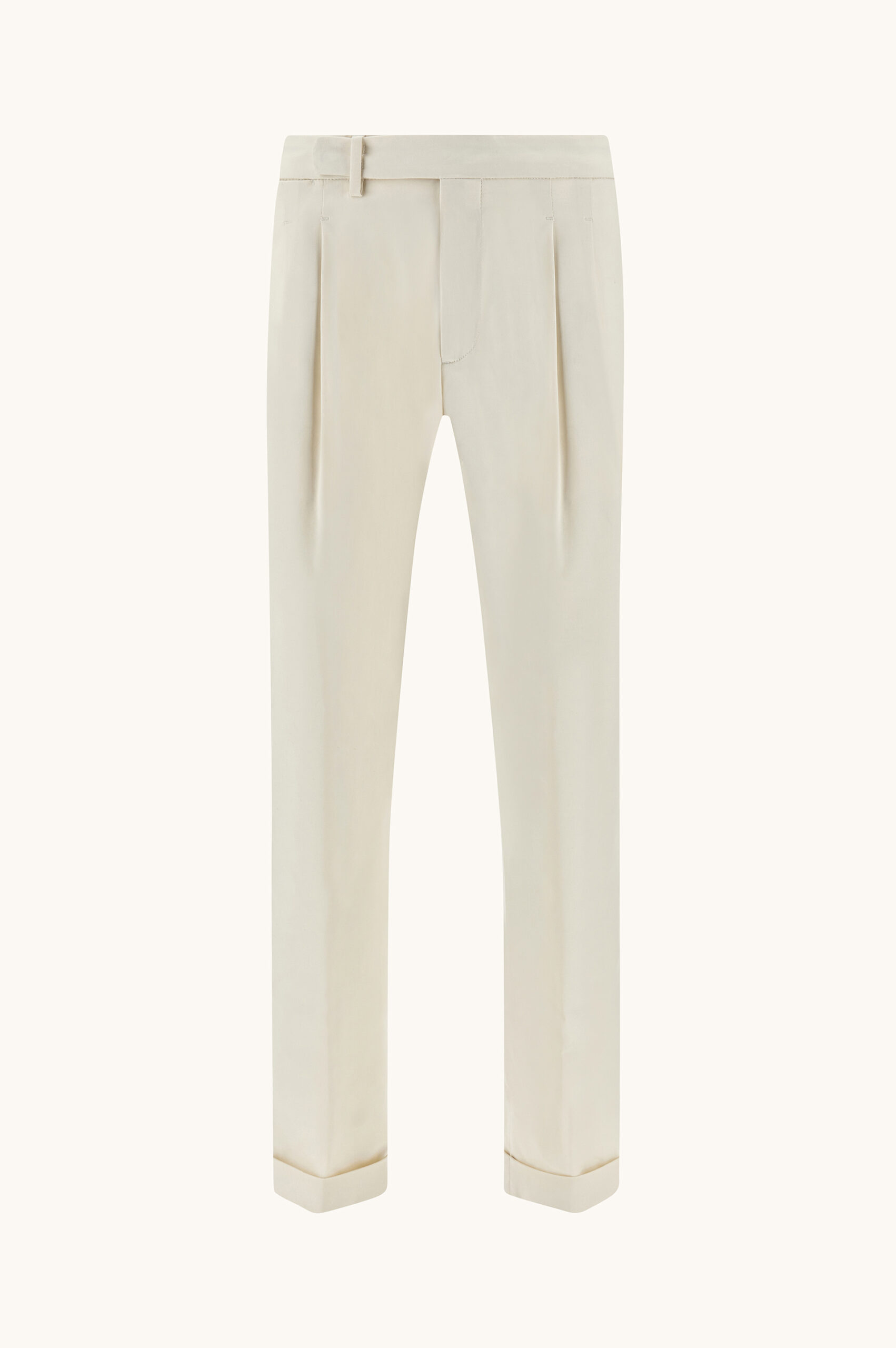Chino trousers in stretch cotton with double pleats